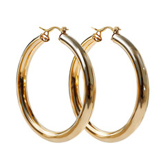 Obraz premium Elegant Gold Hoop Earrings Displayed Against a Simple White Background for Jewelry Enthusiasts