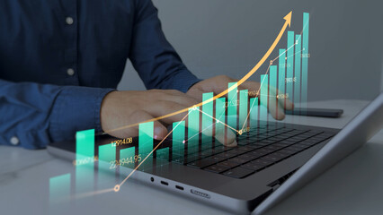 Analysis finance grow graph and market investment. Financial business plan,earnings,sale and strategy. Stock market chart, exchange financial growth diagram.