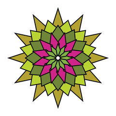 Intricate geometric mandala flower pattern vibrant colors radial symmetry art