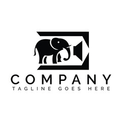 Elephant camera logo black white