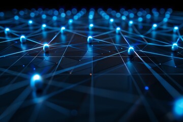 abstract neural network glowing connections, futuristic blue background, AI data visualization, ultra detail, realistic texture, gentle warm tones