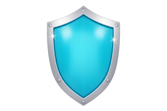 3d illustration of blue shield isolated on transparent background
