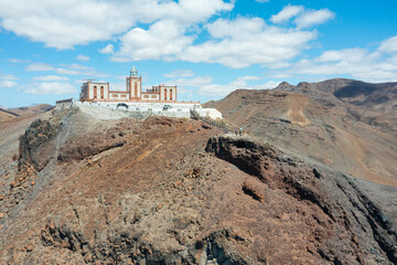 Aerial View of La Entallada Lighthouse on the Cliffs of Fuerteventura, Canary Islands