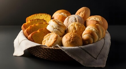 Bread: assorted breads in basket