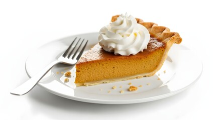 Pumpkin pie: slice of pie with whipped cream