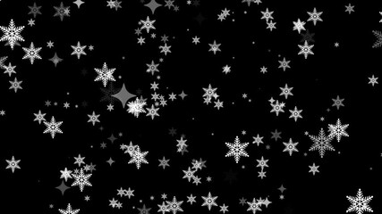 White snow overlay layer on black background, The winter background, falling snowflakes, christmas snowflakes holiday background loop, Falling snowflakes loopable animation - Powered by Adobe