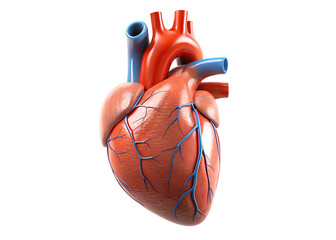 3d human heart anatomy isolated on transparent background.
