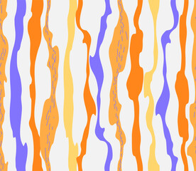 Seamless pattern in bright colors with sinuous vertical stripes for the design of silk fabrics for tailoring.
