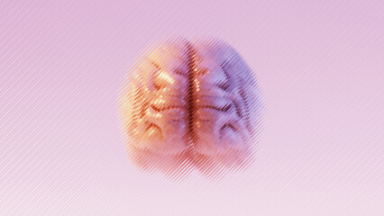 3D Human Brain Behind Reeded Glass Soft Purple Glow 3D illustration