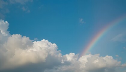 Sky detail showing faint rainbow emerging after rain.