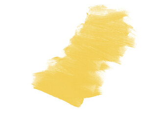 Pincelada abstrata amarela vibrante, textura suave, fundo transparente minimalista e toque artístico moderno, destacando energia e criatividade em composição limpa