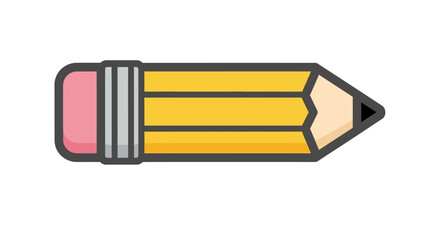 A simple, illustrated pencil, featuring an eraser and sharpened tip, isolated on white.