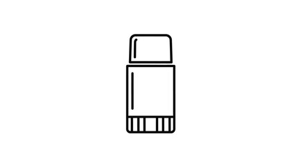 Simple black and white line drawing of a deodorant stick, showing the container.