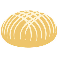 Round bread. Baked traditional bread. Illustration for bakery poster, banner, card, advertisement. Vector illustration on white background