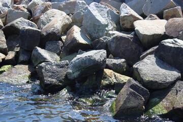 Coastal rocks and stones by the sea