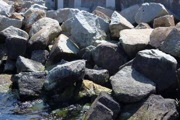 Coastal rocks and stones by the sea