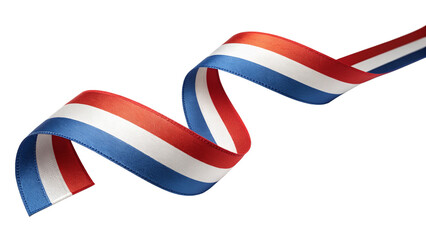 Red white and blue ribbon isolated on transparent background