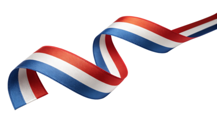 Red white and blue ribbon isolated on transparent background