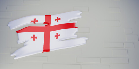 Georgia flag on brick wall-3D illustration. 3d render.