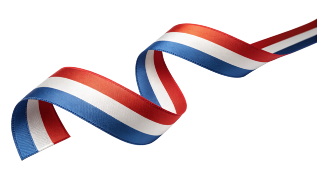 Red white and blue ribbon isolated on transparent background