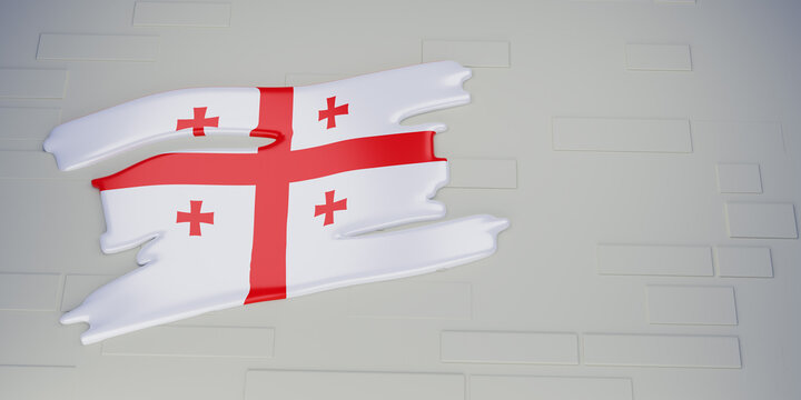 Georgia flag on brick wall-3D illustration. 3d render. - Powered by Adobe
