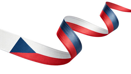 Czech republic flag ribbon flowing and twisting isolated on transparent background