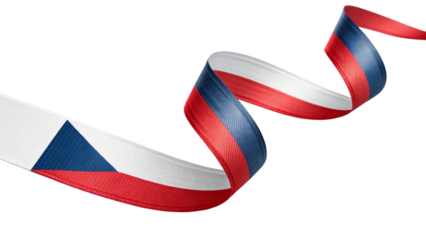 Czech republic flag ribbon flowing and twisting isolated on transparent background