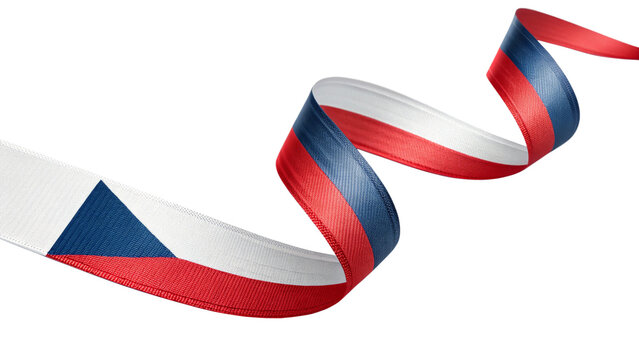Czech republic flag ribbon flowing and twisting isolated on transparent background