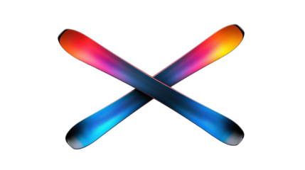 Colorful Skis with Gradient Design on transparent background