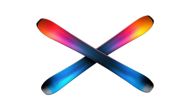 Colorful Skis with Gradient Design on transparent background