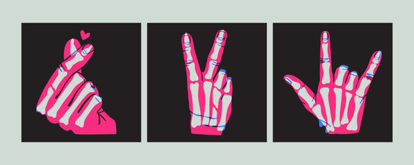 Skeleton hands. Hand with bones. Vector art illustration