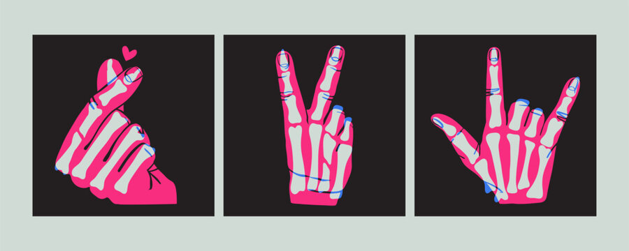 Skeleton hands. Hand with bones. Vector art illustration