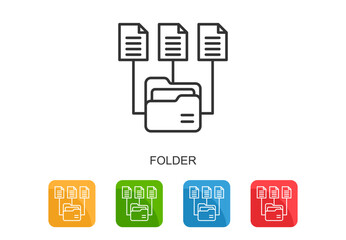 Folder Icon Line Multi Color Vector Illustration