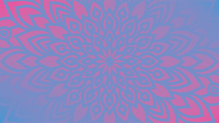 Round mandala on colorfull gradient background. Translucent mesh pattern in the form of a mandala. Mandala with floral patterns. Pastel Yoga template. Gradient background with round mandala