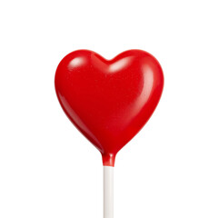 Red Heart-Shaped Lollipop on a White Stick, Perfect for Gifts or Celebrations