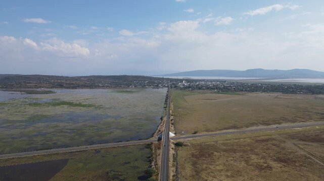 Aerial Drone View, Janitzio town, Michoacan.