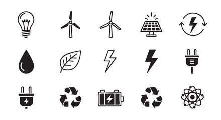 Green energy concept illustration with eco friendly icons and symbols