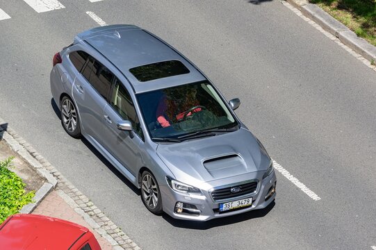Silver Subaru Levorg VM estate car parked on street