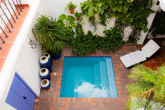 A small pool at a hotel in the capitol of Santo Domingo in The Dominican Republic.