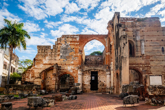 A city scene of ruins in the capitol of Santo Domingo in The Dominican Republic.