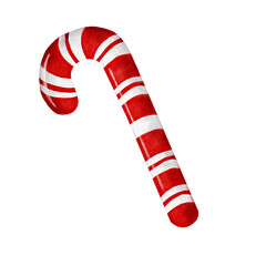 Christmas candy cane. Christmas red and white candy cane. Traditional Christmas candy canes with red and white stripes. Santa's candy cane with a striped pattern. Illustration on a white background.