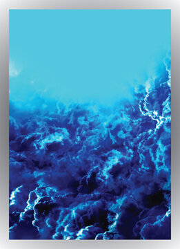 Abstract blue ocean waves and sky