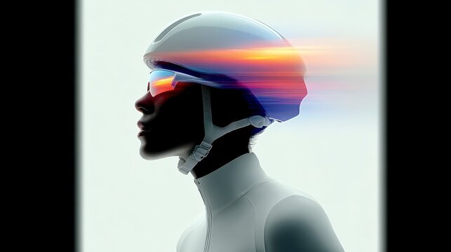 Silhouette of a Cyclist: A dynamic silhouette of a cyclist in motion, clad in sleek sportswear, with a focus on speed, motion, and athleticism. A sense of determination and focus is apparent.