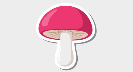 Red mushroom sticker design with shadow on light background
