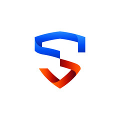 modern letter S and shield element logo design vector with 3d style