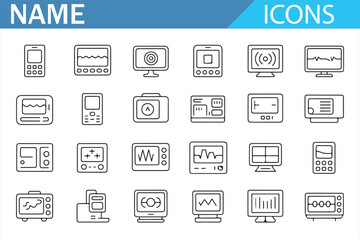Fototapeta premium Technology outline icons for electronics, data, and dashboard concepts