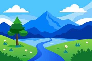 Obraz premium Landscape with river view