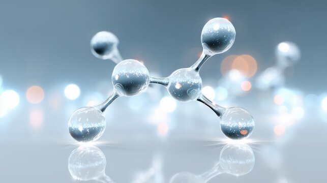 A captivating molecular structure, with a glassy appearance, set against a blurred background
