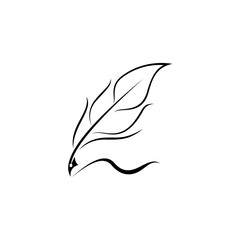 simple feather pen logo design vector with line style