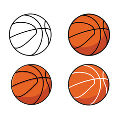 Obraz premium Basketball Ball Outline and Color Set sport orange drawing illustration vector game equipment round design graphic icon symbol